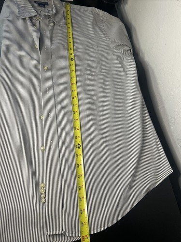 Vintage Lands End Direct Mens Dress Shirt 17-34 Regular Gray Strips Long Sleeve - Picture 9 of 10