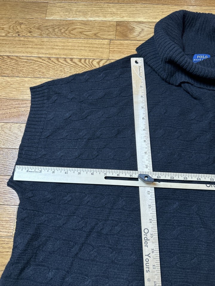 Women’s XL black Ralph Lauren polo knit short sleeve sweater Wool