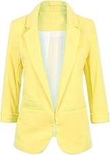 Women's Casual 3/4 Sleeve Solid Suit Jacket Lapel Collar Office Business Coats
