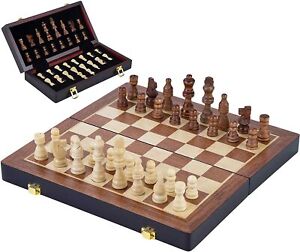 Holz Schachspiel Schach Longfield Games - Klappbares Schachspiel 30x30x6 cm NEU