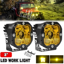 2PCS Laser 3inch LED Driving Work Lights Amber Spot Pods Offroad Truck Fog Lamp