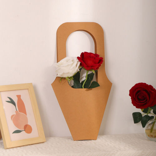 1Pc Handle Kraft Paper Flower Bags Flowers Wrapping Gift Flower Packaging Bo ❤B❤ - Picture 1 of 16