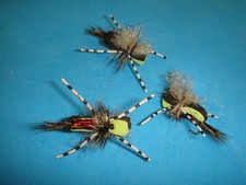 FLY FISHING FLIES - Lime HIPPIE STOMPER Attractor Dry Fly size #14 (6 pcs.)