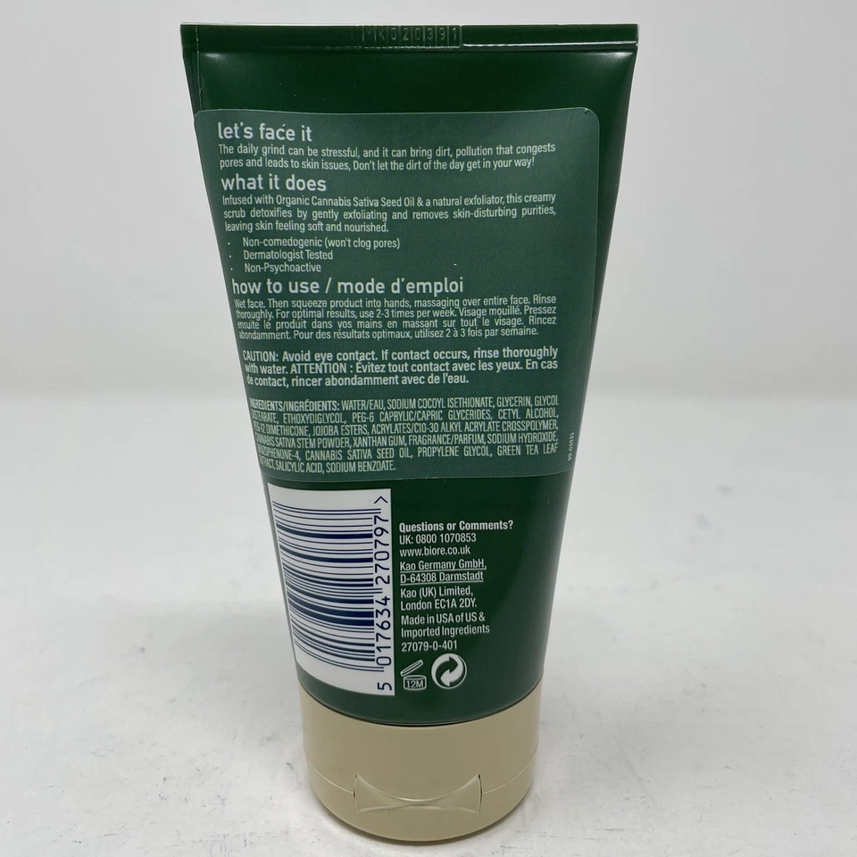 Biore Daily Detox Organic Cannabis Sativa Exfoliator Vegan 4.22 oz 125ml - Image 2 of 2