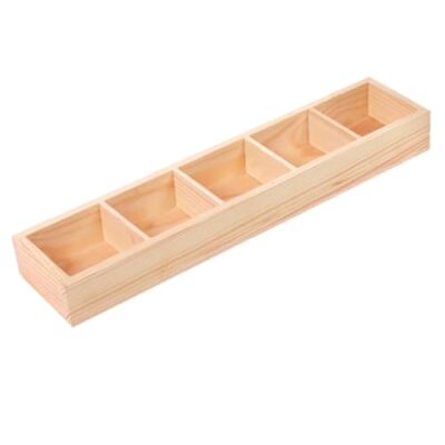 5 Grids Wooden Box Wood Divided Organizer Storage Organizer Container Box 