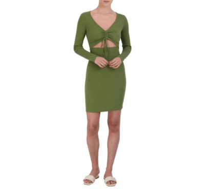 green emerald velvet dress Angelique Olive Green Twisted Asymmetric Maxi Dress – Club L London main image 0