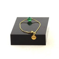 Armband Aus Edelstahl Golden 1 Perle Achat GrüN 8 Mm. Made In Frankreich