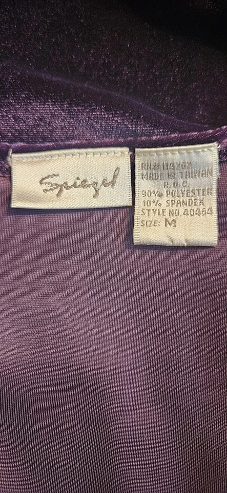 Top cruzado sin mangas de terciopelo morado Spiegel para mujer M cuello en V fruncido lateral Foto 4 de 4