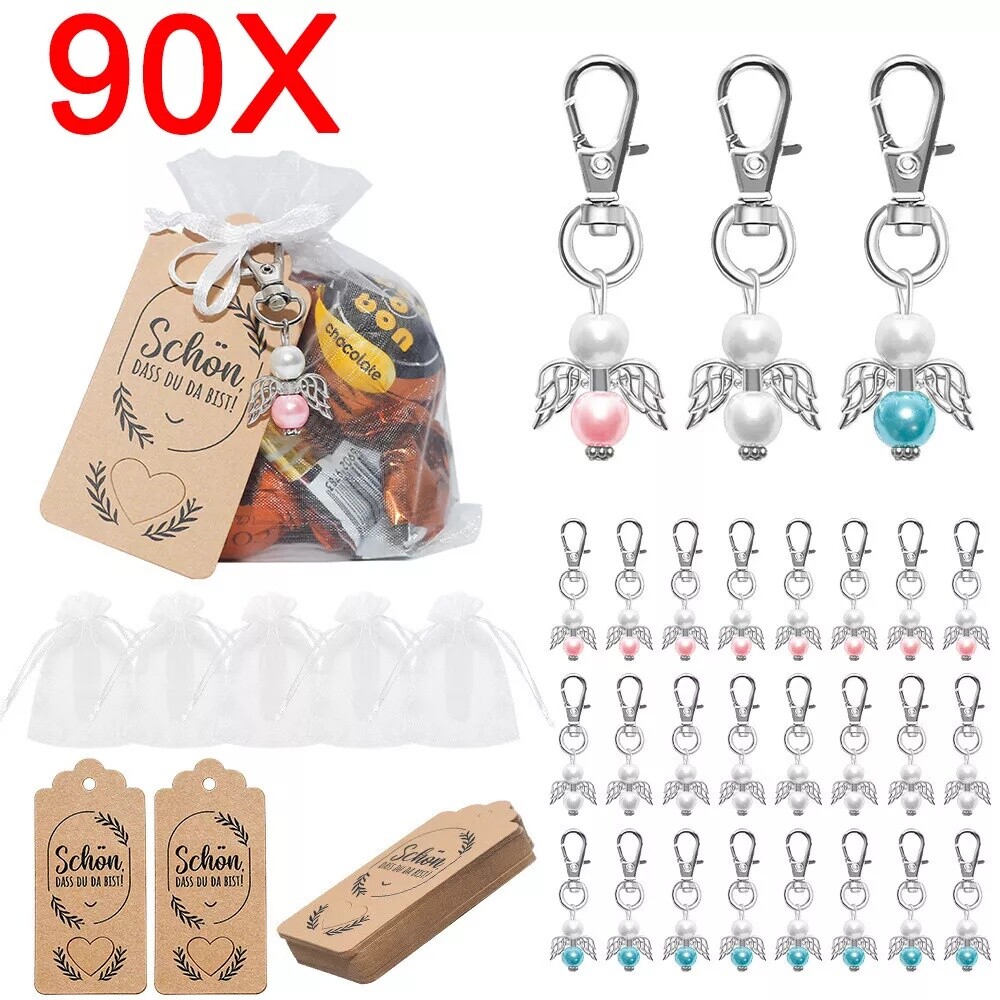 90X Schutzengel Glücksbringer Perlenengel Hochzeit Taufe Gastgeschenk Anhänger/