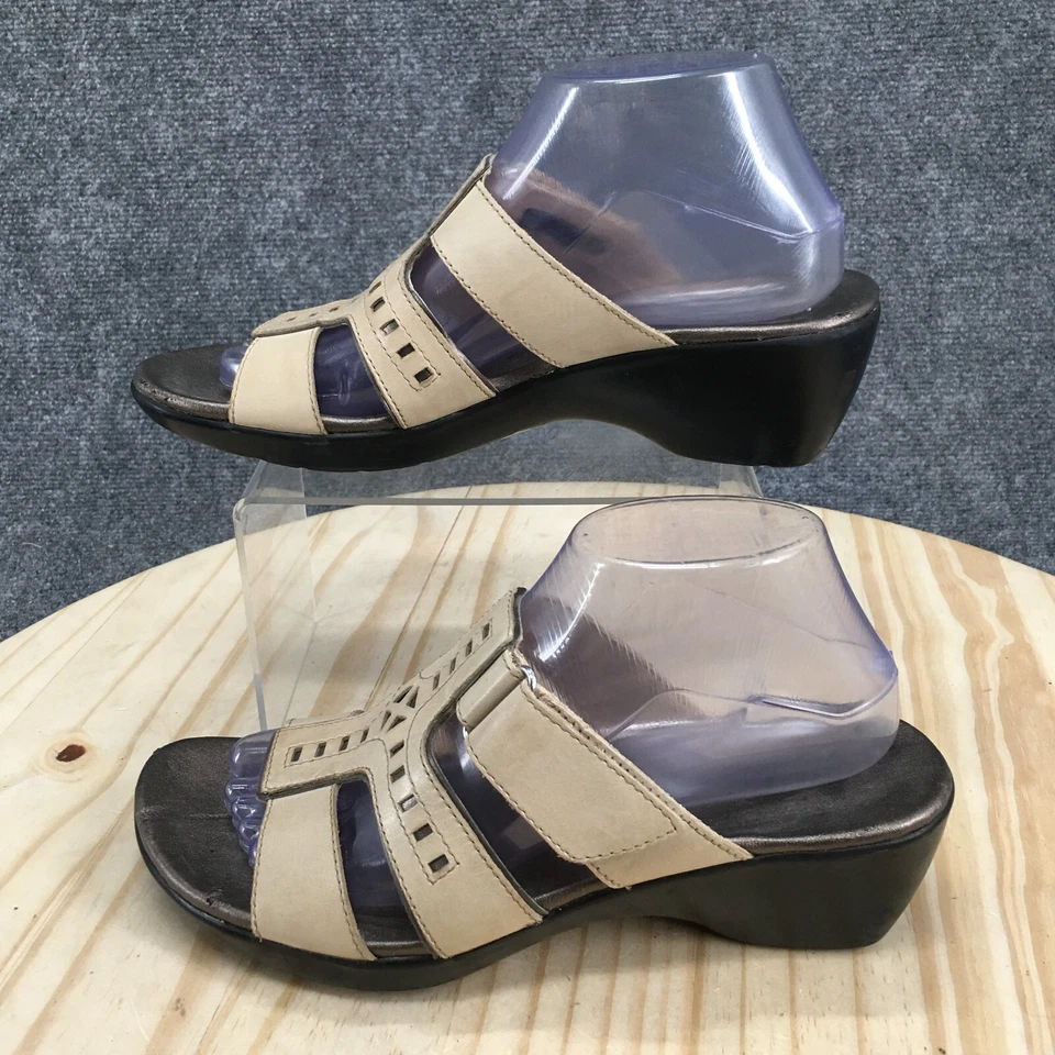 Sandalias Clarks Flexibles para Mujer 9 M Deslizables Cuero Crema Informales Punta Abierta Foto 2 de 4