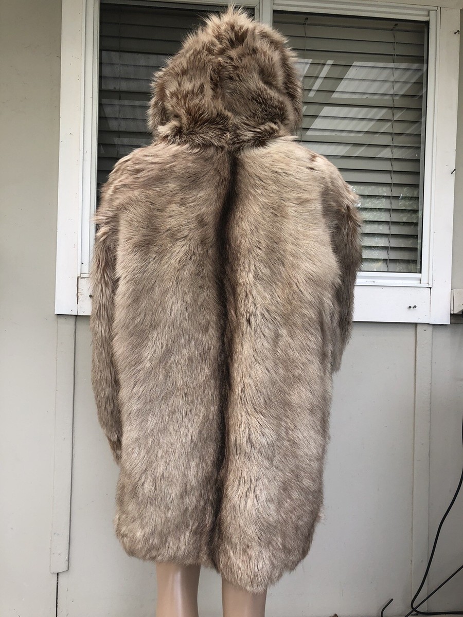 Vtg 80s Stunning Luxury Arctic Fox Fur Jacket Parka L/XL UK