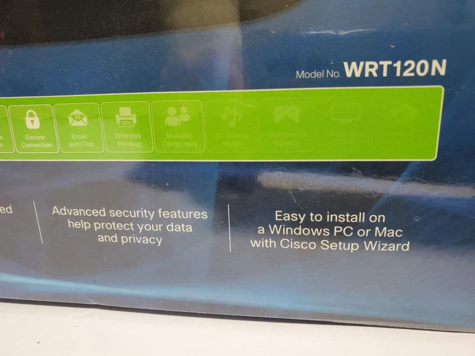 New SEALED Linksys Wireless-N Home Router Cisco Model WRT120N 2.4 GHz Four Port - Image 3 of 4