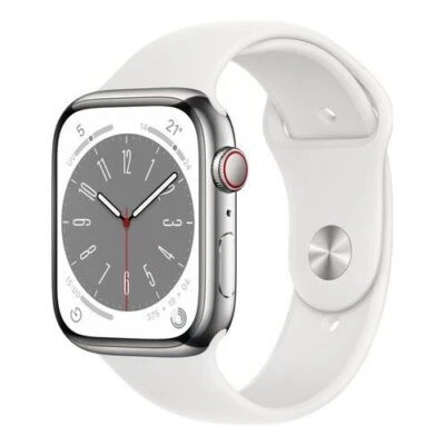 Apple Watch Series 8 GPS (45 mm) Silber Apple Smartwatch 3 Jahre Gewähr - Bild 1 von 4