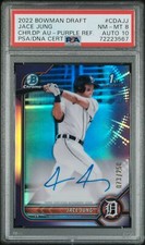 2022 Bowman Draft Chrome Draft Pick Autographs Jace Jung Purple /250 PSA 8
