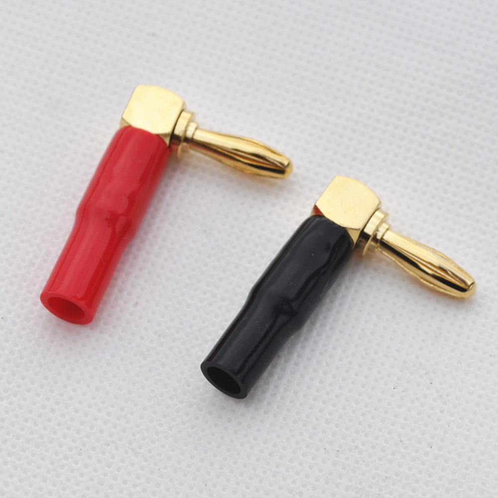 8pcs 4mm Right Angle Banana Plugs Audio Speaker Cable Connector Screw Adapter