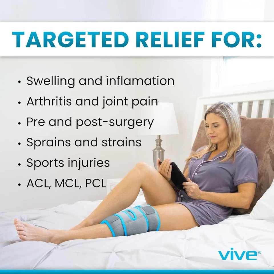 Vive Knee Ice Pack Wrap, Cold/Hot Gel Compression Brace for Arthritis & ACL Pain - Image 3 of 4