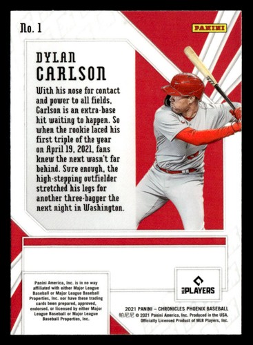 2021 Panini Chronicles #1 Dylan Carlson Phoenix Rookie card - Picture 2 of 2