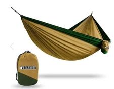 BEARBUTT 500-Pound Capacity Double Hammock Khaki/Green Blue Hanging Straps NEW