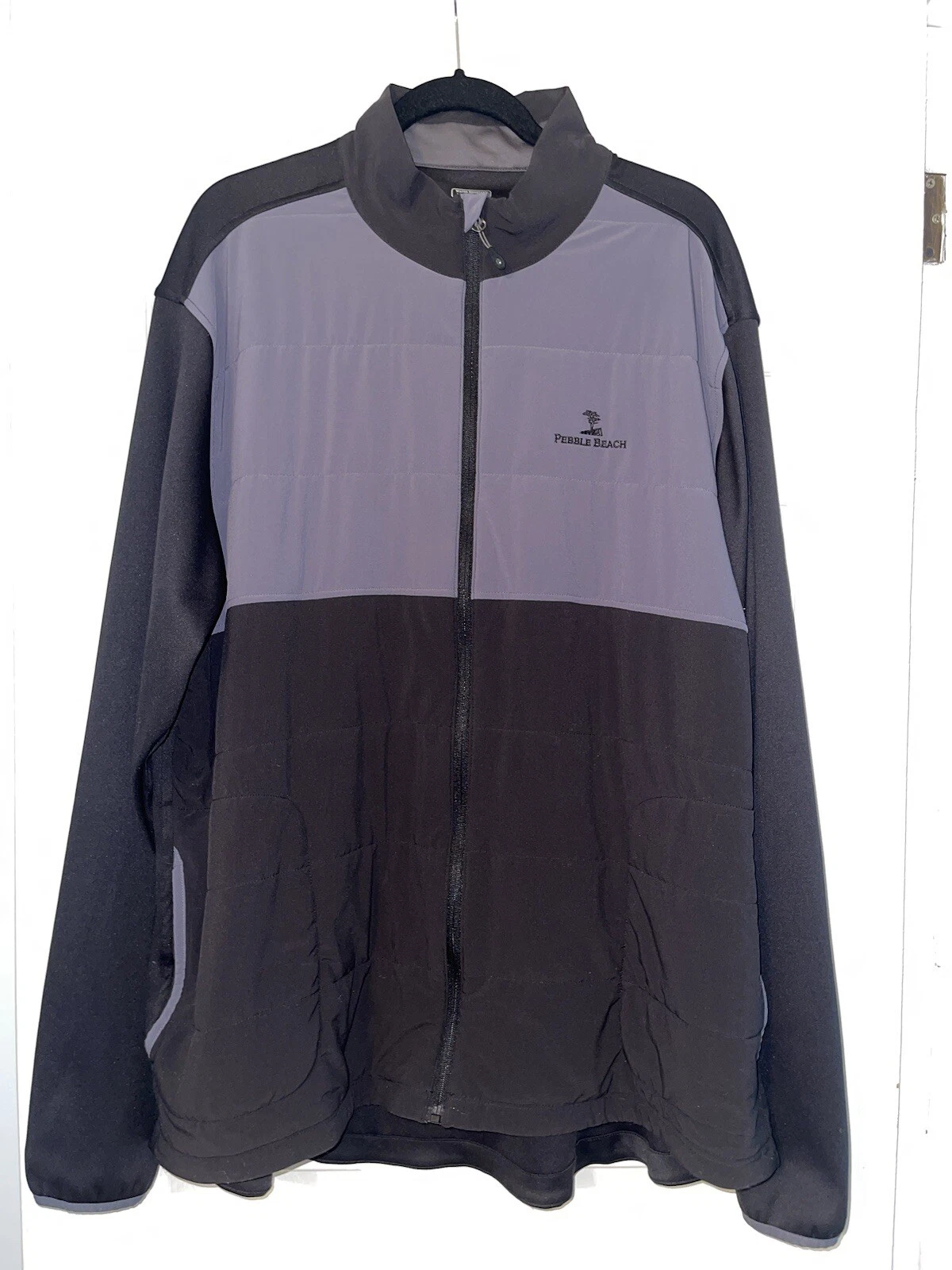 Pebble Beach Performance Zip Up Mens Jacket Grey Gray Black Golf Outdoor XXL 2XL