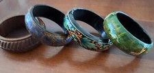 BRACCIALI LEGNO LOTTO 4 PEZZI VINTAGE ORIGINALI ANNI 70 Bangle bracelet