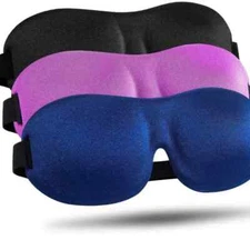 3 Pack Silk Soft 3D Sleep Mask For Men & Women Eye Mask For Sleeping Blindfold