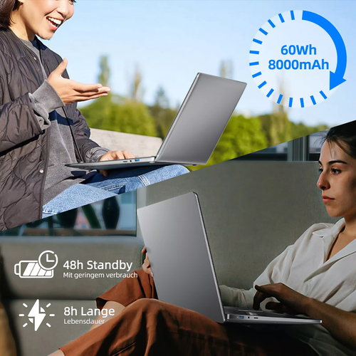SGIN Laptop 17.3 Zoll 8GB RAM 512GB SSD Type-C WiFi up to 2.6GHz Schwarz - Bild 6 von 8