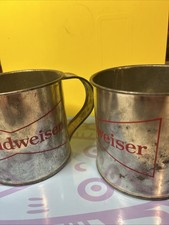 Vintage Tin mug / Cup Anheuser Busch Budweiser Metal Tin Mug Cup (2pk bundle)