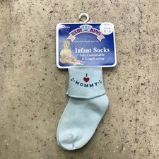 New NOS Baby King Vintage 2003 Blue Infant Socks I Love Mommy Size 0 - 9 BK955