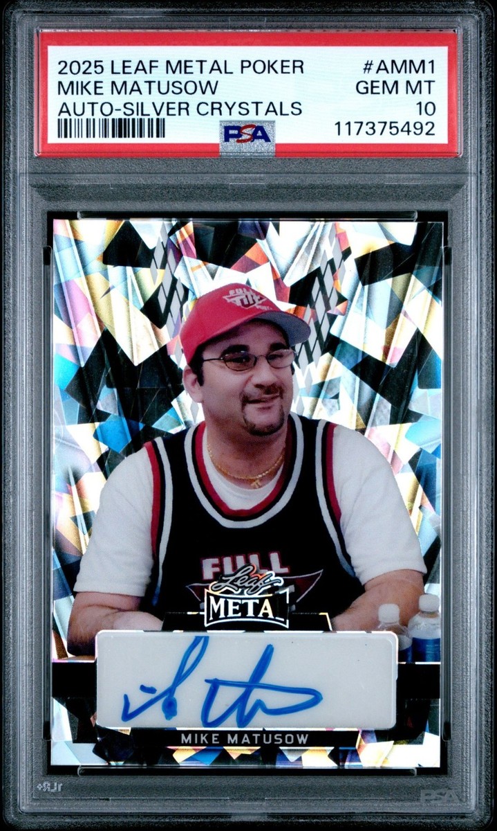 2025 Leaf Metal Poker Mike Matusow Silver Crystals 10/10 AUTO PSA