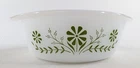 Vintage Glasbake J-2600 1.5 Qt Milk Glass Mixing Bowl Green Flowers Retro MCM