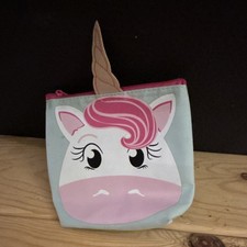 Thirty-One Unicorn Zipper Closure Makeup Bag Pouch, Light Blue Pink White