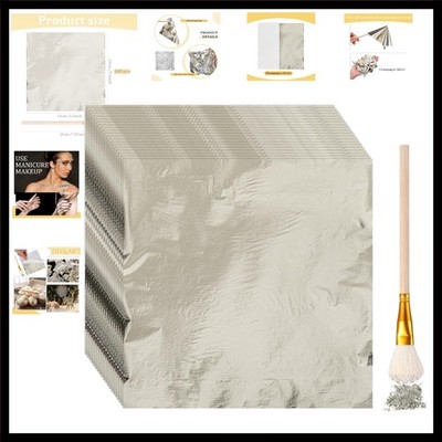 100 Pcs Gold Leaf Sheets for Art Foil Paper Leaf Art Foil Sheets Gilding Brus...