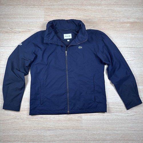 Lacoste Bomber Jacket Zipper Retractable Hoodie Medium/Large Water Repellant