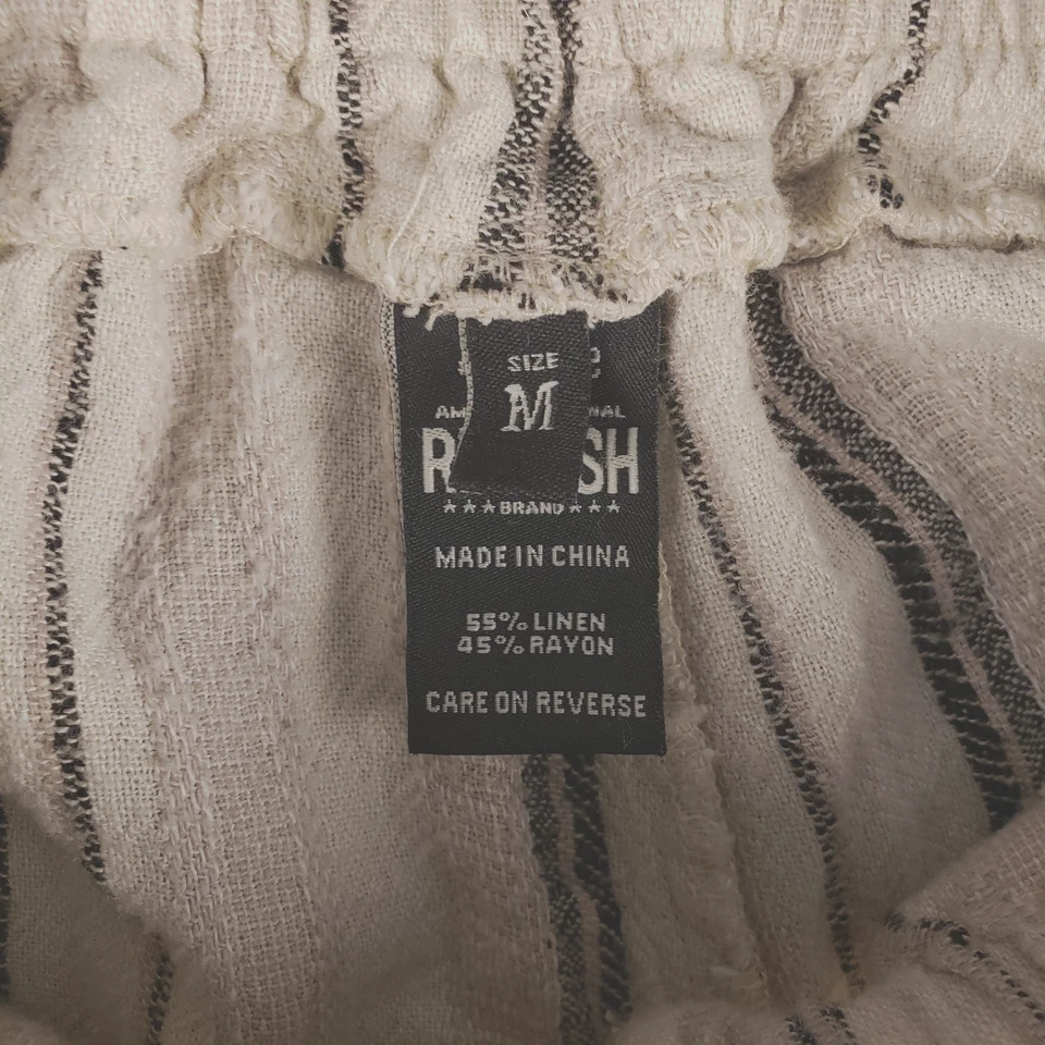 Rewash Pants Womens Gray Striped Palazzo Pull On Elastic Waist Flowy Lagenlook - Image 4 of 4