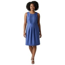 EUC Adrianna Papell Cobalt Blue Pleated Midi Front A-Line Dress Sleeveless, 10