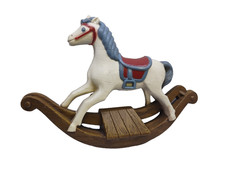 Vintage Red Blue Burwood 1988 Wall Hanging Rocking Horse Nursery Decor USA