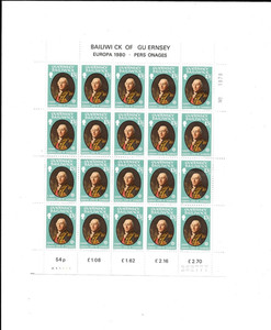 1980 13½p Europa Personalities Stamp Sheet