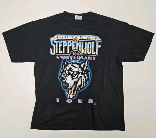 JOHN & KAY STEPPENWOLF T SHIRT - 30tg Anniversary Tour - Lar 1990s vintage concert t-shirt, vintage, size L, single stitch, B+ condition