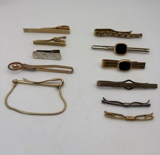 Vintage Tie Bar Lot 11 Mostly Gold Filled Krementz Winard Wells #849F