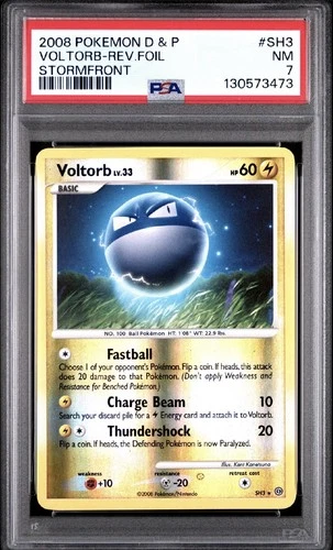 2008 POKEMON DIAMOND & PEARL STORMFRONT #SH3 VOLTORB-REVERSE FOIL PSA 7