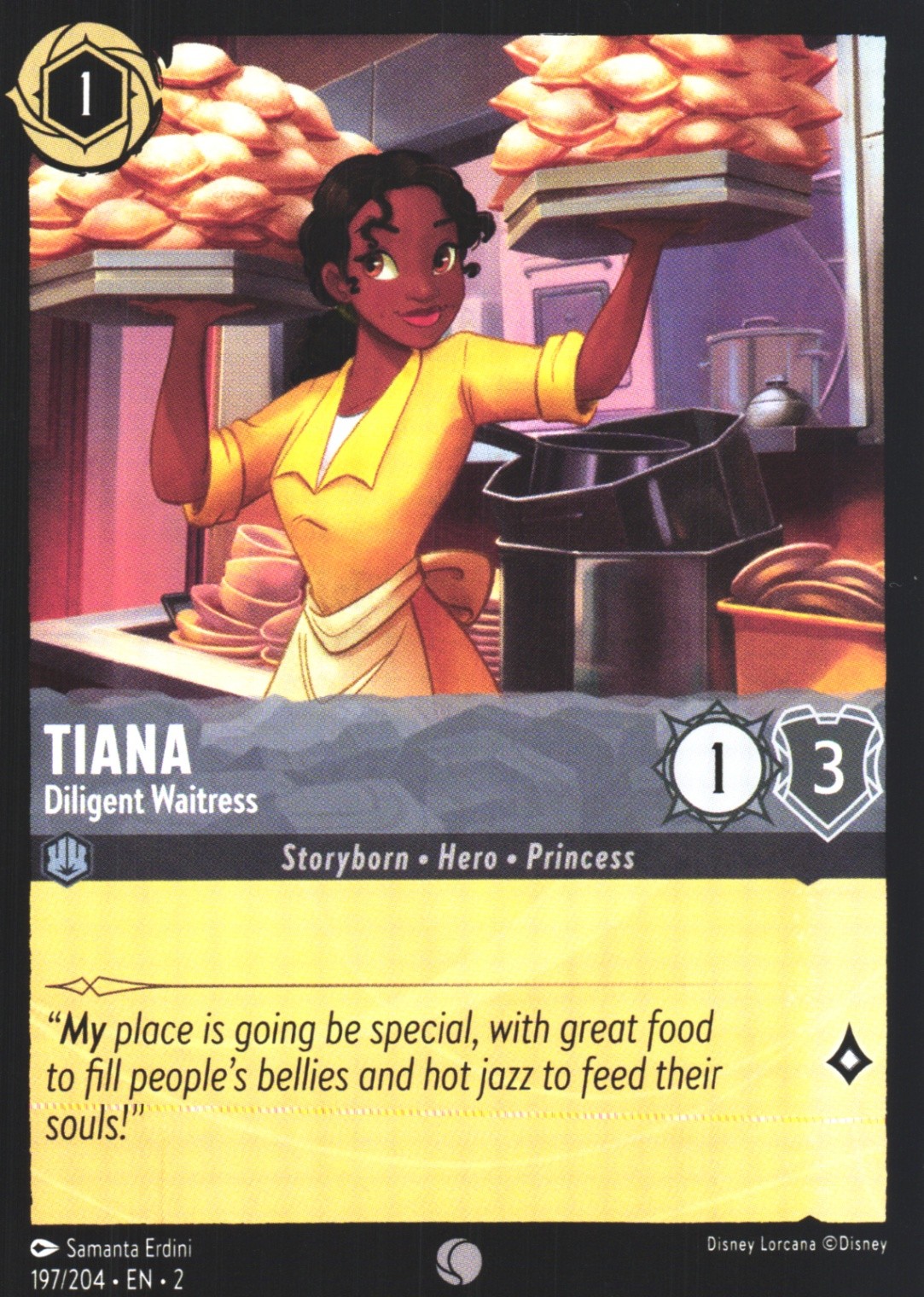 Tiana - Diligent Waitress 197/204 Common Rise of the Floodborn NM Lorcana Disney