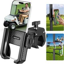 Golf Cart Phone Holder Mount - 3s Clip Install, 1s Lock Clamp - Black