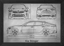 Quadro Kia Stinger grigio vecchio poster arte da parete con cornice stampa su tela