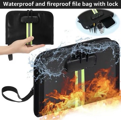 Fireproof & Waterproof Document Bag Fiberglass File Storage Bag with Reflective