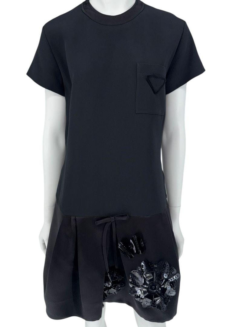 Prada Embellished Drop-Waist Mini Dress in Black Size IT 44 (US 8) Prada Embellished Drop-Waist Mini Dress in Black Size IT 44 (US 8)