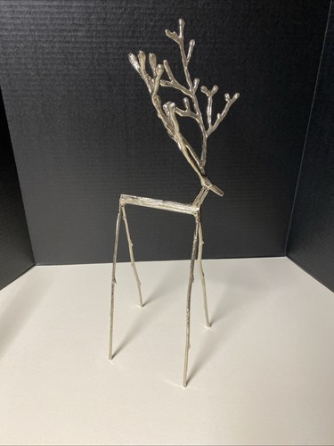Pottery Barn Reindeer Silver Twig Hard To Find Set Of 3 Size Excellent! - Picture 6 of 11