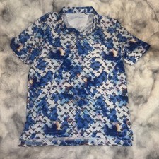 Robert Graham Polo Shirt Men s Size Medium Blue Abstract Short Sleeve Golf