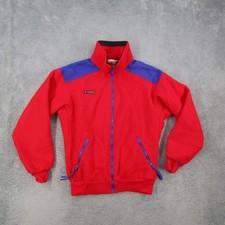 Vintage Columbia Sportswear Fleece Jacket Mens Small Red Blue Made in USA Radial
