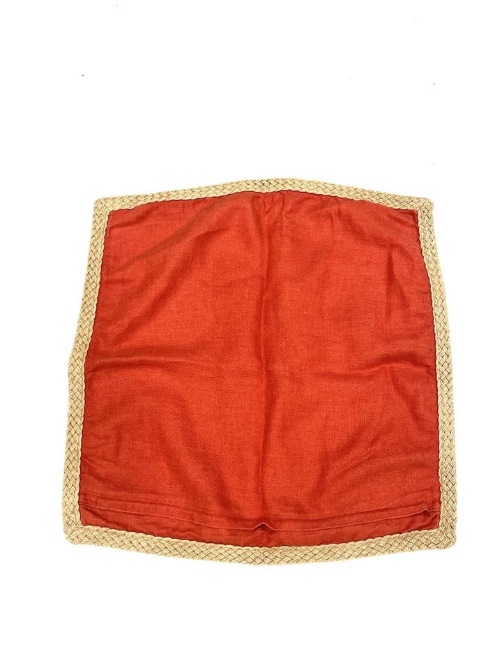 Pottery Barn Orange Rust Braided Jute Pillow Sham Cover 20x20 Linen, Free Ship! - Image 4 of 4