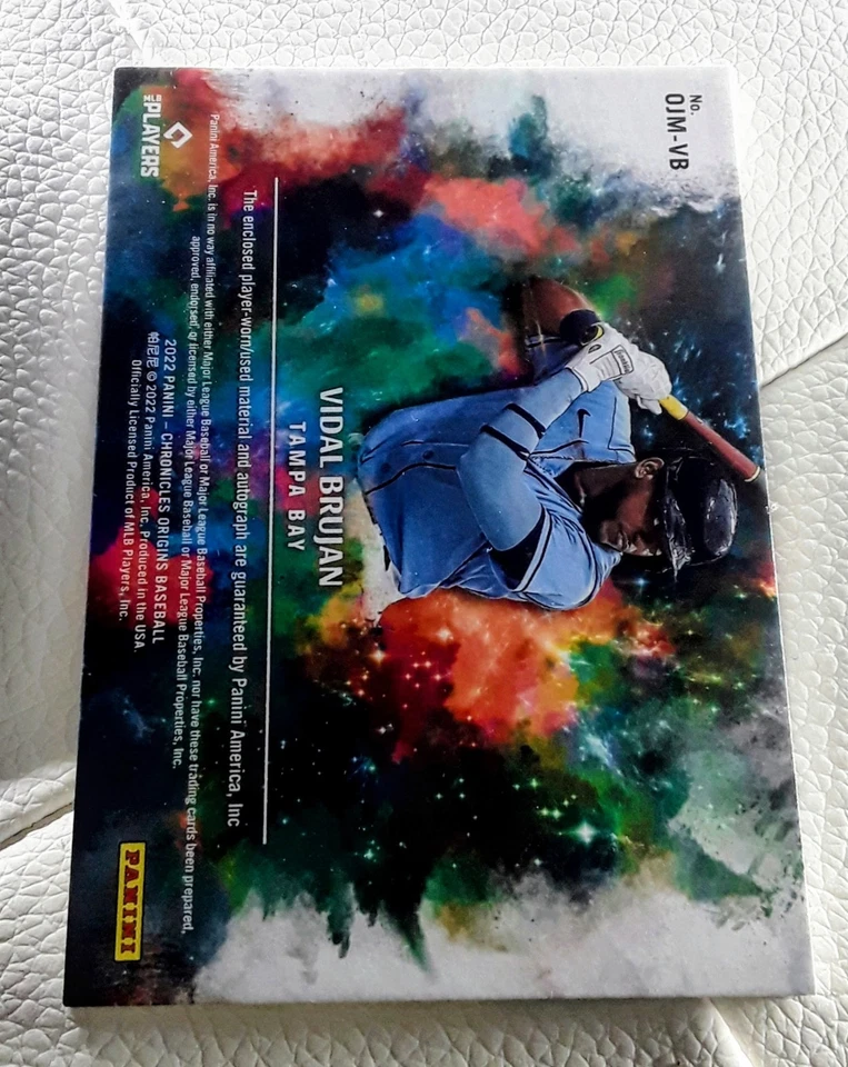 2022 Panini Chronicles Origins Rookie Jumbo Material /49 Vidal Brujan Auto RC - Image 2 of 3